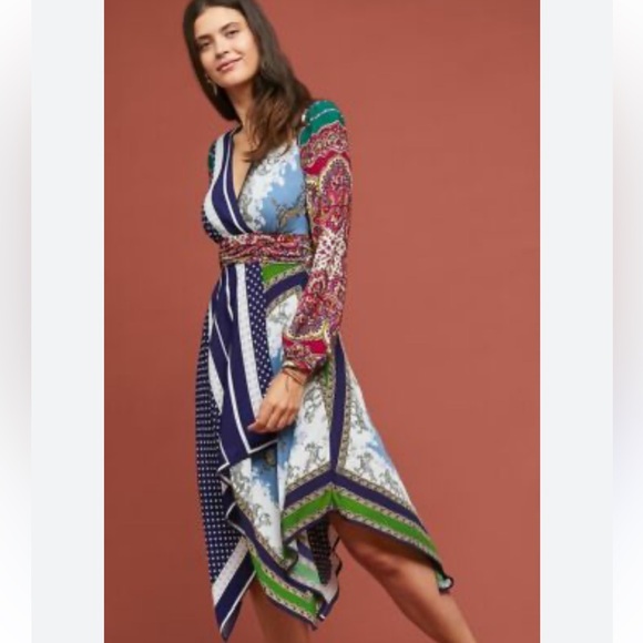 Anthropologie Dresses & Skirts - Moulinette Soeurs Long Sleeve Dress, Blue and Red Patterns zipper in the side